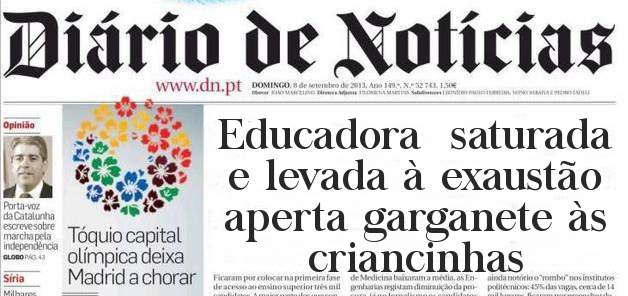 Educadora  saturada e levada à exaustão aperta garganete às criancinhas