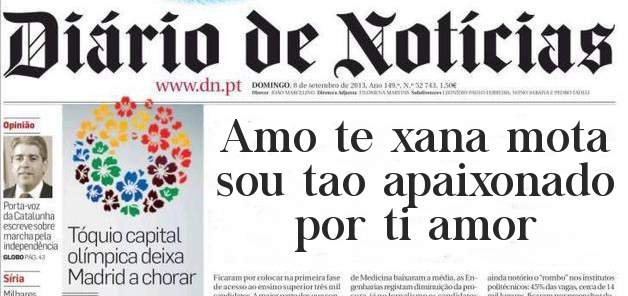 Amo te xana mota sou tao apaixonado por ti amor