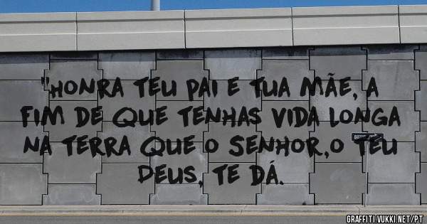 ''Honra teu pai e tua mãe, a fim de que tenhas vida longa na terra que o Senhor,o teu Deus, te dá. 