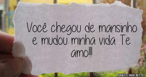 Você chegou de mansinho e mudou minha vida. Te amo!!! 