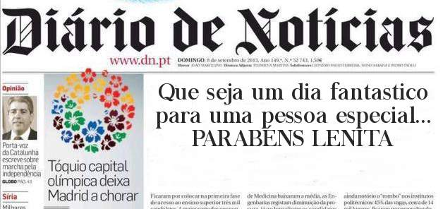 Que seja um dia fantastico para uma pessoa especial... PARABÉNS LENITA