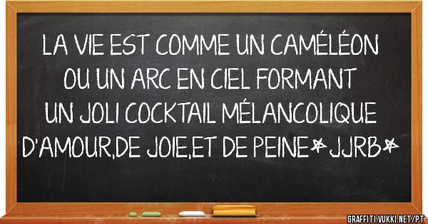 LA VIE EST COMME UN CAMÉLÉON OU UN ARC EN CIEL FORMANT UN JOLI COCKTAIL MÉLANCOLIQUE D'AMOUR,DE JOIE,ET DE PEINE*JJRB*