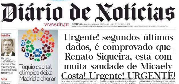 Urgente! segundos últimos dados, é comprovado que Renato Siqueira, esta com muita saudade de Micaely Costa! Urgente! URGENTE! 