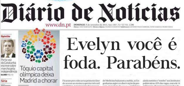 Evelyn você é foda. Parabéns.