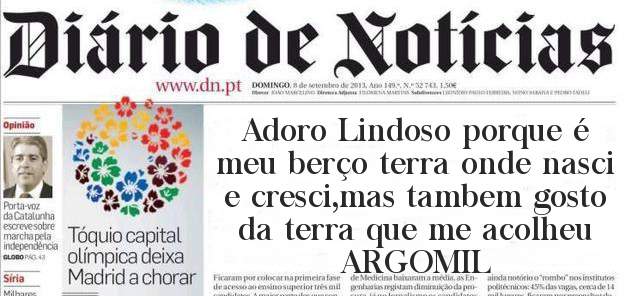 Adoro Lindoso porque é meu berço terra onde nasci e cresci,mas tambem gosto da terra que me acolheu   ARGOMIL
