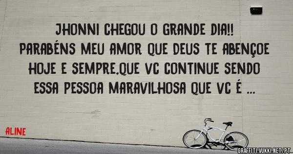 Jhonni chegou o grande dia!!
Parabéns meu amor que Deus te abençoe hoje e sempre,que vc continue sendo essa pessoa maravilhosa que vc é ...