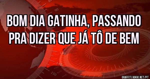 Bom dia gatinha, passando pra dizer que já tô de bem 
