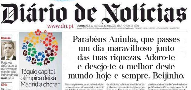Parabéns Aninha, que passes um dia maravilhoso junto das tuas riquezas. Adoro-te e desejo-te o melhor deste mundo hoje e sempre. Beijinho. 