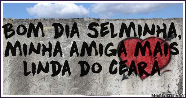 Bom dia Selminha, minha amiga mais linda do Ceará 