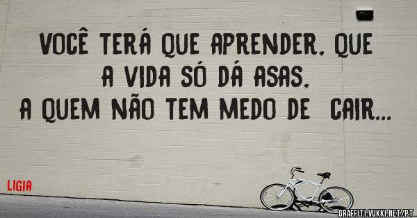 Você terá que aprender, que a vida só dá asas, 
 a quem não tem medo de  cair...