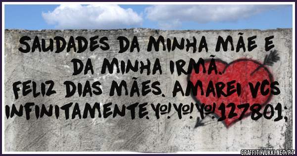 Saudades da minha mãe e da minha irmã.
Feliz dias mães. Amarei vcs infinitamente.❤🌹