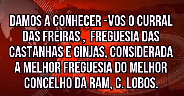 Damos a conhecer -vos o Curral das Freiras ,  freguesia das Castanhas e ginjas, considerada a melhor freguesia do melhor concelho da RAM, C. Lobos. 