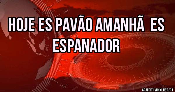 Hoje es pavão amanhã  es espanador 