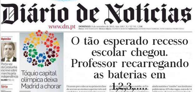 O tão esperado recesso escolar chegou.
Professor recarregando as baterias em
1,2,3,.....

