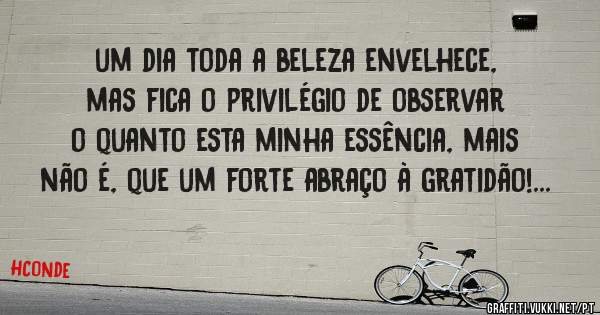um dia toda a beleza envelhece, mas fica o privilégio de observar o quanto esta minha essência, mais não é, que um forte abraço à gratidão!...