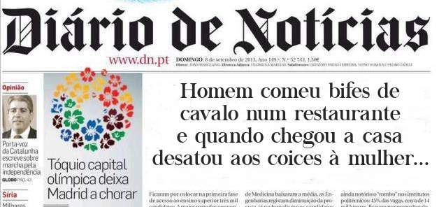 Homem comeu bifes de cavalo num restaurante e quando chegou a casa desatou aos coices à mulher...