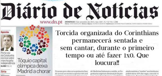 Torcida organizada do Corinthians permanecerá sentada e sem cantar, durante o primeiro tempo ou até fazer 1x0. Que loucura!!