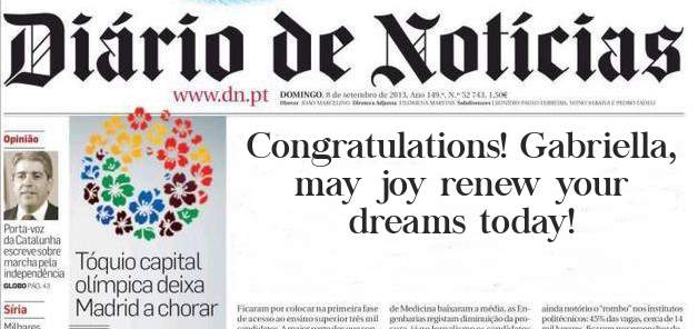 Congratulations! Gabriella, may joy renew your dreams today!