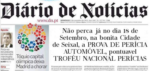 Não perca já no dia 18 de Setembro, na bonita Cidade de Seixal, a PROVA DE PERÍCIA AUTOMÓVEL, pontuavel TROFÉU NACIONAL PERÍCIAS
