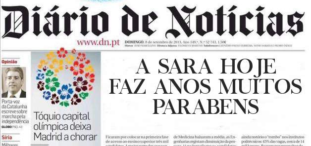 A SARA HOJE FAZ ANOS MUITOS PARABENS