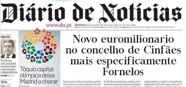 Novo euromilionario no concelho de Cinfães mais especificamente Fornelos
