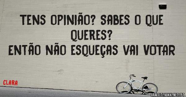 Tens opinião? Sabes o que queres? 
 Então não esqueças vai VOTAR
  
