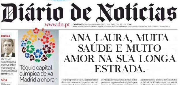ANA LAURA, MUITA SAÚDE E MUITO AMOR NA SUA LONGA ESTRADA.