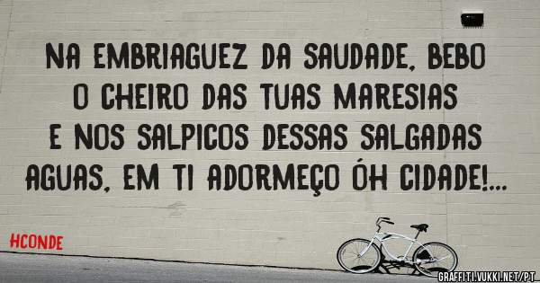 na embriaguez da saudade, bebo o cheiro das tuas maresias e nos salpicos dessas salgadas aguas, em ti adormeço óh cidade!...
