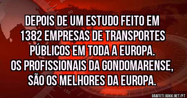 Depois de um estudo feito em 1382 empresas de transportes públicos em toda a Europa.
Os profissionais da Gondomarense, são os melhores da Europa.