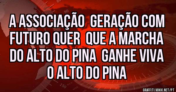 A ASSOCIAÇÃO  GERAÇÃO COM FUTURO QUER  QUE A MARCHA DO ALTO DO PINA  GANHE VIVA O ALTO DO PINA