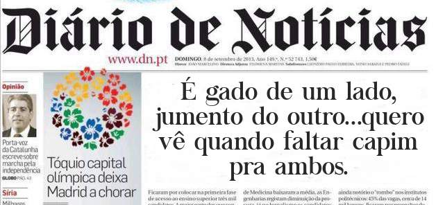 É gado de um lado, jumento do outro...quero vê quando faltar capim pra ambos.