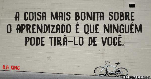A coisa mais bonita sobre o aprendizado é que ninguém pode tirá-lo de você.