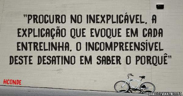 ''procuro no inexplicável, a explicação que evoque em cada entrelinha, o incompreensível deste desatino em saber o porquê''