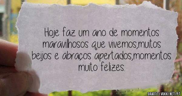 Hoje faz um ano de momentos maravilhosos que vivemos,muitos beijos e abraços apertados,momentos muito felizes. 