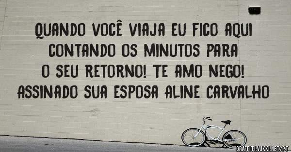 Quando você viaja eu fico aqui contando os minutos para o seu retorno! Te amo nego!
Assinado sua esposa Aline Carvalho
