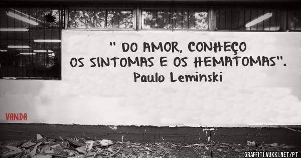 '' DO AMOR, CONHEÇO OS SINTOMAS E OS HEMATOMAS''.
Paulo Leminski