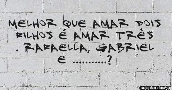 MELHOR QUE AMAR DOIS FILHOS É AMAR TRÊS . RAFAELLA, GABRIEL E ...........? 