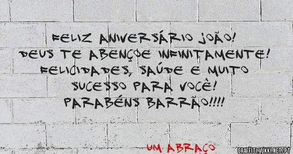 Feliz Aniversário João!
Deus Te Abençoe Infinitamente!
Felicidades, saúde e muito sucesso para você!
Parabéns Barrão!!!!