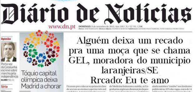 Alguém deixa um recado pra uma moça que se chama GEL, moradora do municipio laranjeiras/SE
Rrcado: Eu te amo