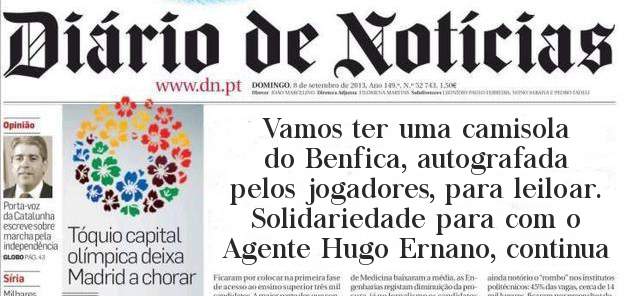 Vamos ter uma camisola do Benfica, autografada pelos jogadores, para leiloar.
Solidariedade para com o Agente Hugo Ernano, continua