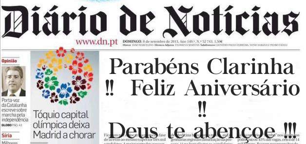 Parabéns Clarinha !!  Feliz Aniversário !!
Deus te abençoe !!!