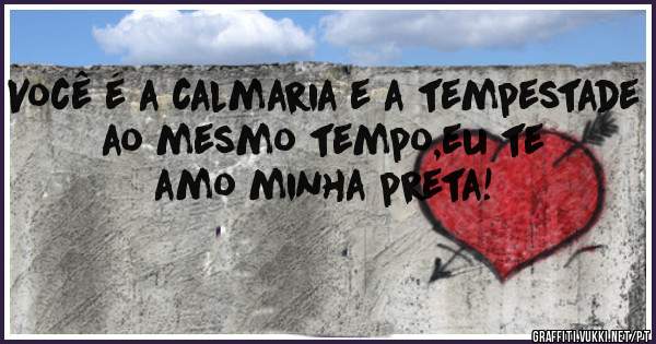 Você é a calmaria e a tempestade ao mesmo tempo,eu te amo minha preta!