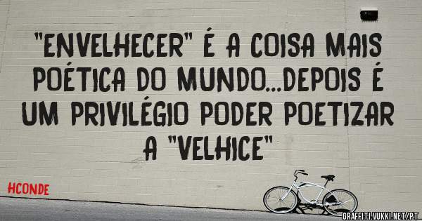 ''ENVELHECER'' É A COISA MAIS POÉTICA DO MUNDO...DEPOIS É UM PRIVILÉGIO PODER POETIZAR A ''VELHICE''