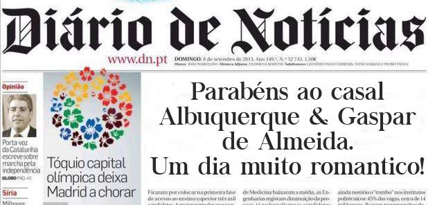 Parabéns ao casal Albuquerque & Gaspar de Almeida.
Um dia muito romantico!
