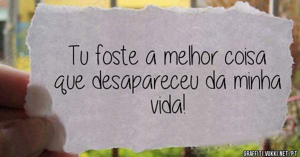 Tu foste a melhor coisa que desapareceu da minha vida!