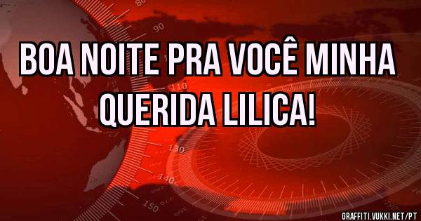 Boa noite pra você minha querida Lilica!
