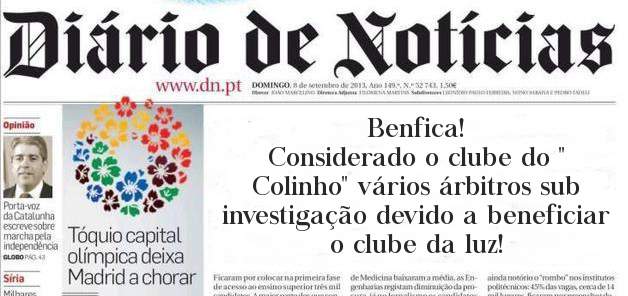 Benfica!
Considerado o clube do '' Colinho'' vários árbitros sub investigação devido a beneficiar o clube da luz!