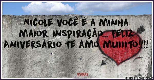 Nicole você é a minha maior inspiração... Feliz Aniversário Te amo muiiito!!!! 