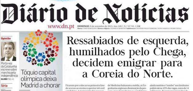 Ressabiados de esquerda, humilhados pelo Chega, decidem emigrar para a Coreia do Norte.