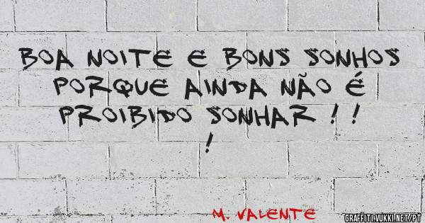 Boa noite e bons sonhos porque ainda não é proibido sonhar ! ! !
